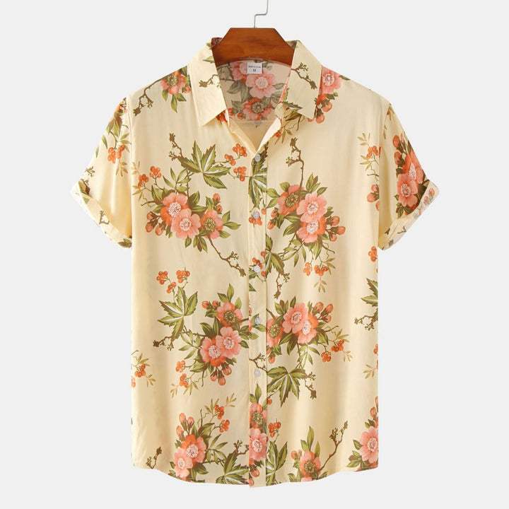 Drune | Floral kurzärmeliges Blumenhemd Männer