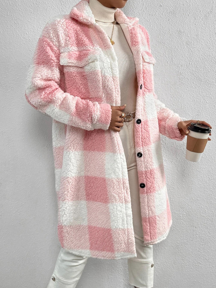 Drune | kariert Jacke mit plüschigem Kragen und Knöpfen