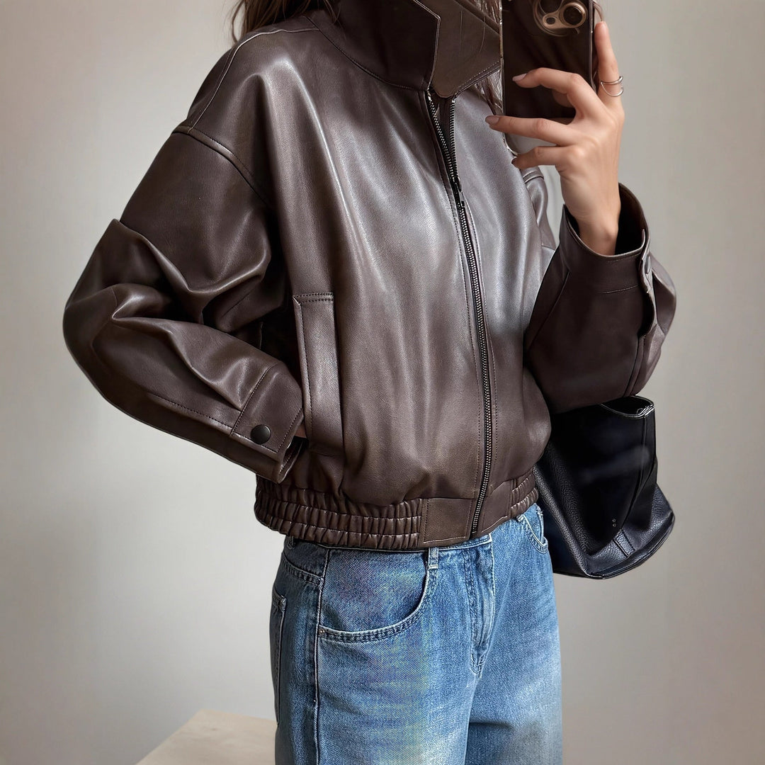 Drune | Damen-Lederjacke mit langen Ärmeln Elvira