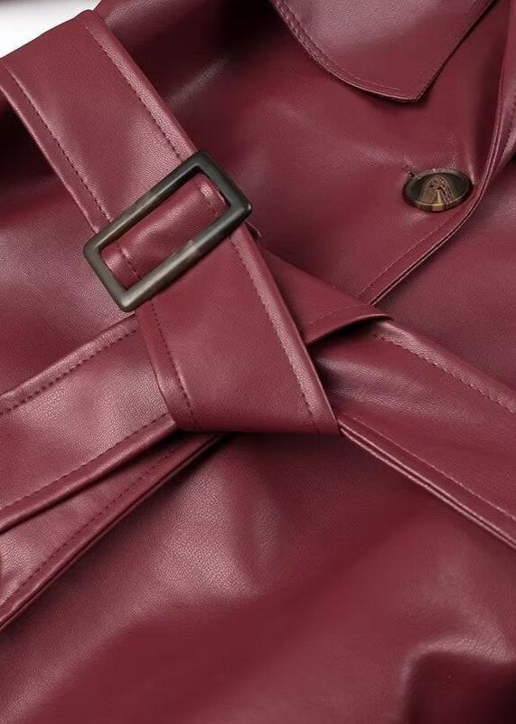 Drune | Leren Trenchcoat - elegante rote Damenjacke