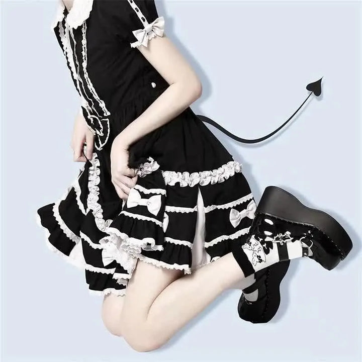 Drune | Goth Fledermaus Liebe Herz Schnalle Plattform Lolita Mary Janes Schuhe