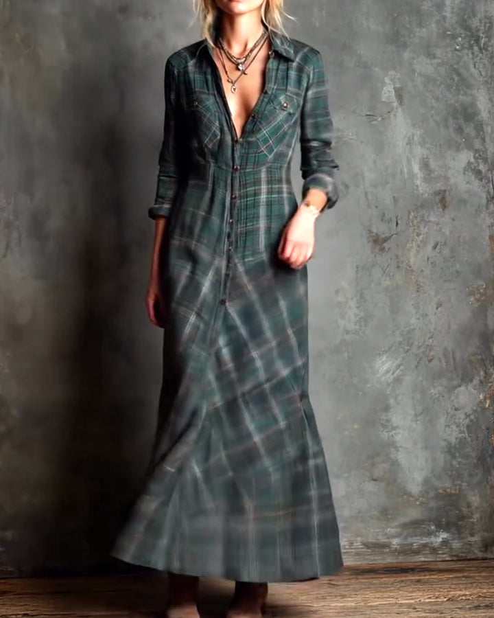 Drune | Kleid mit Revers und Karomuster
