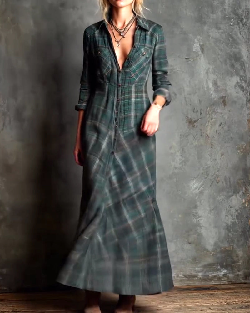 Drune | Kleid mit Revers und Karomuster