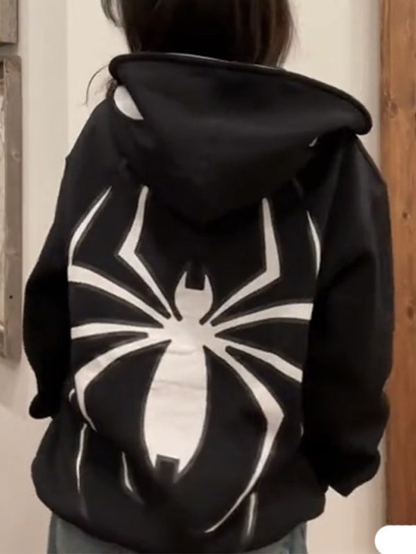 Drune | Hoodie mit Reißverschluss und Spinnenprint
