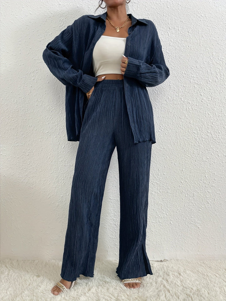 Drune | Mit Knöpfen & Hosen Mit Elastischem Bund Outfit Set Für Damen - Ideal für Herbst/Winter
