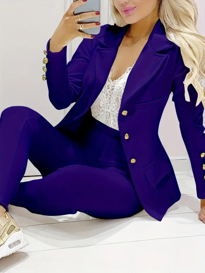 Drune | Schlichter, Eleganter, Doppelreihiger Blazer Und Slim Fit Hose