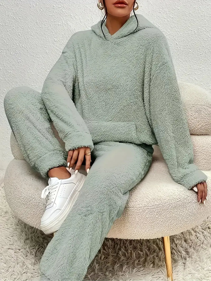 Drune | Damen Fleece Teddy Zweiteiliges Set