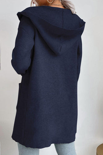 Drune | geripptes offen-front Cardigan mit Kapuze und Taschen