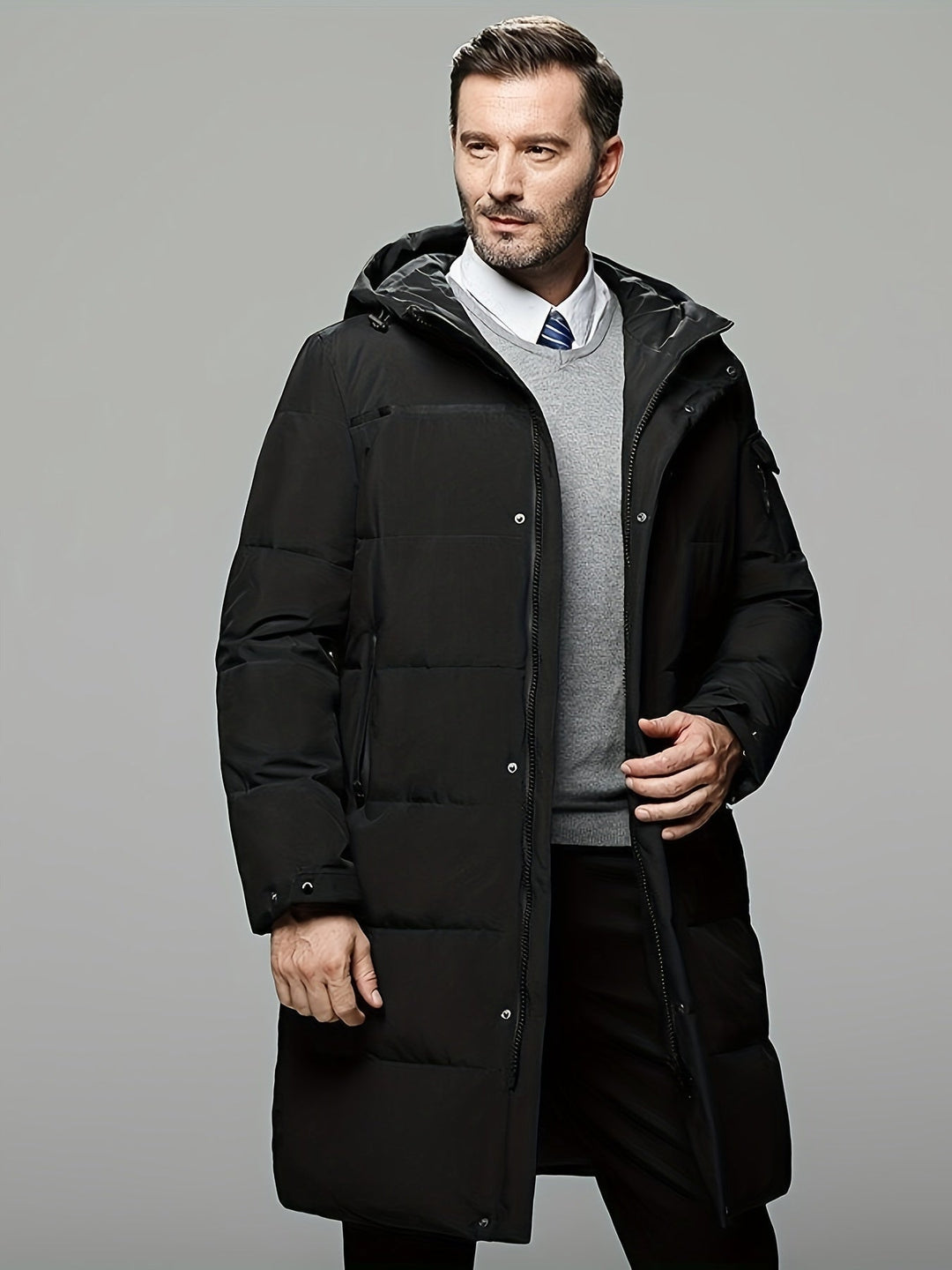 Drune | Winterjacke mit Kapuze, Reißverschluss und Taschen für Herren - Ideal für Herbst/Winter
