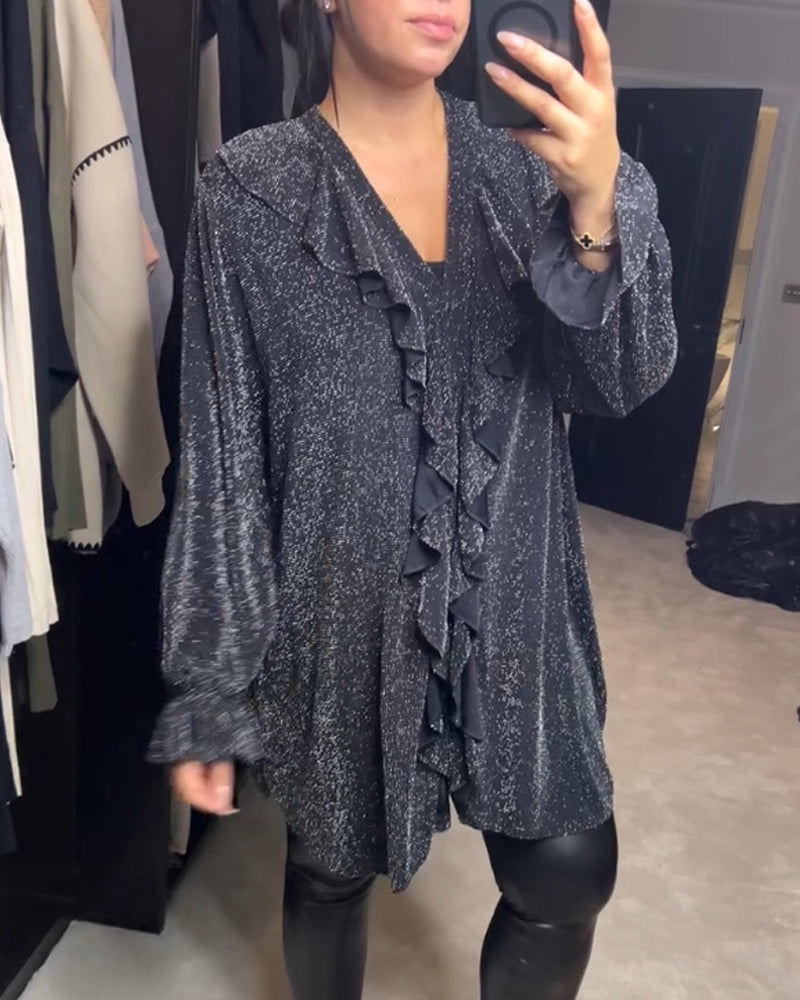 Drune | Top mit Glitzer und V-Ausschnitt