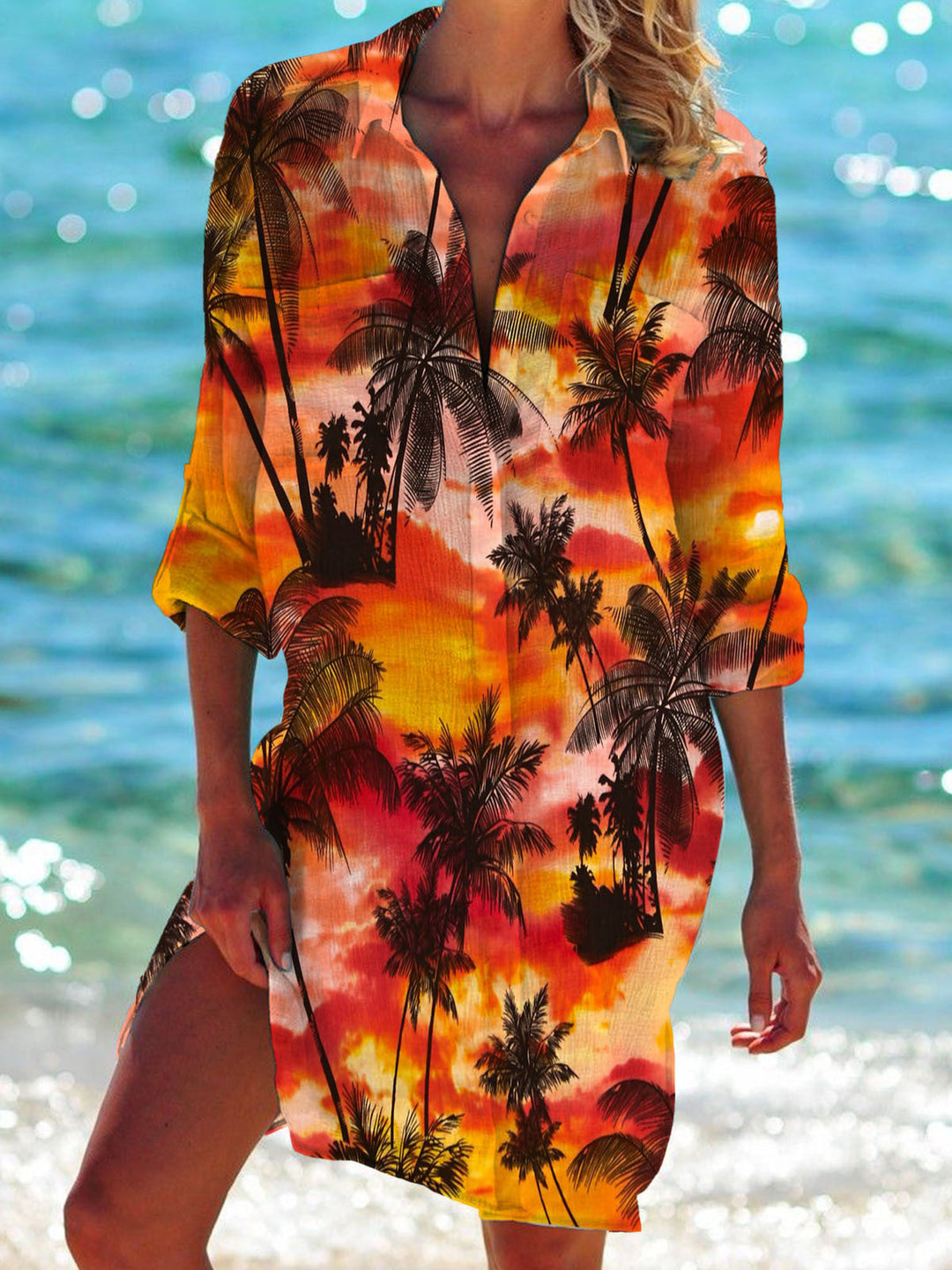 Drune | Bikini Jacke Shirt Badeanzug Strickjacke Damenbekleidung Druck Urlaub Strandshirt
