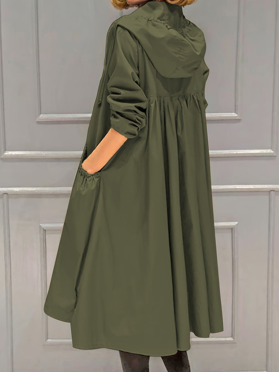 Drune | Damen Lässig Lange Jacke Mit Kapuze Und Reißverschluss