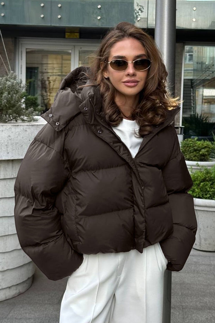 Drune | Passform Gekürzte Kapuzenpuffjacke