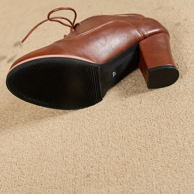 Drune | Elegante Damenschuhe Mit Dicken Absätzen Und Schnürsenkeln