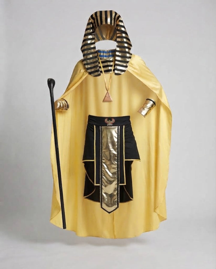 Herren Pharao Kostüm mit goldenen Akzenten und luxuriösem Umhang Drune