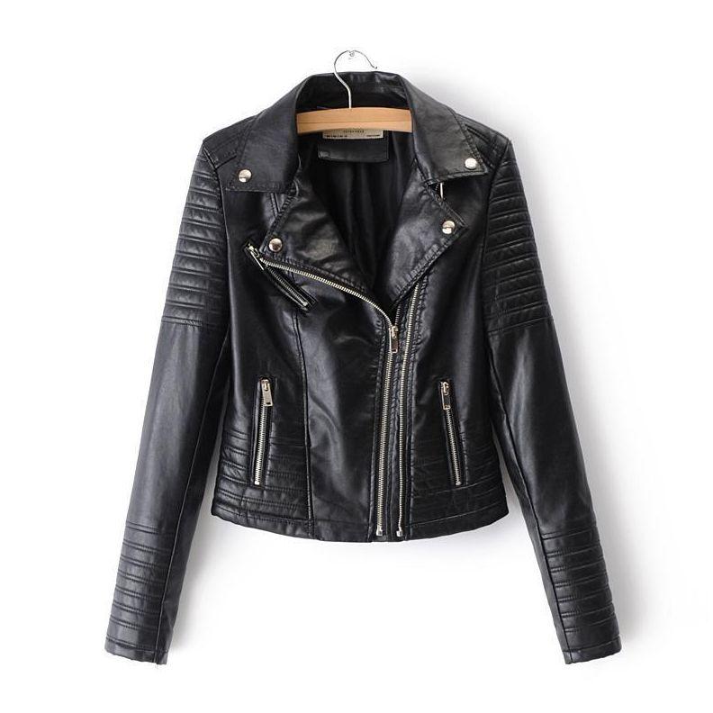 Drune - Revers Reißverschluss Slim Fit Lederjacke