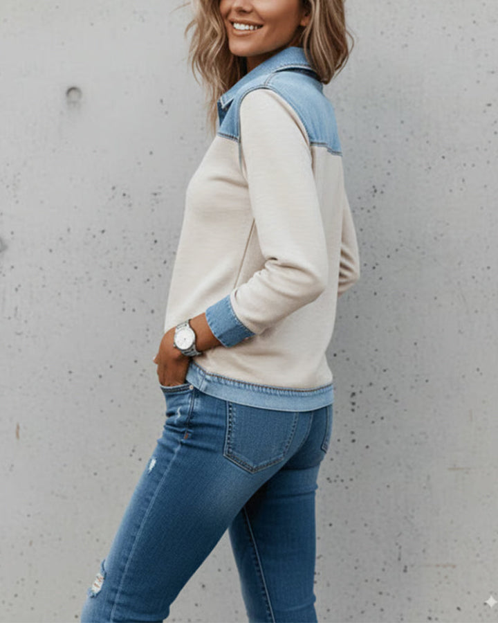 Drune | Modisch Revers Colorblock Genaht