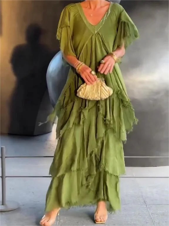 Drune | Elegantes Maxikleid mit Tiefem Ausschnitt