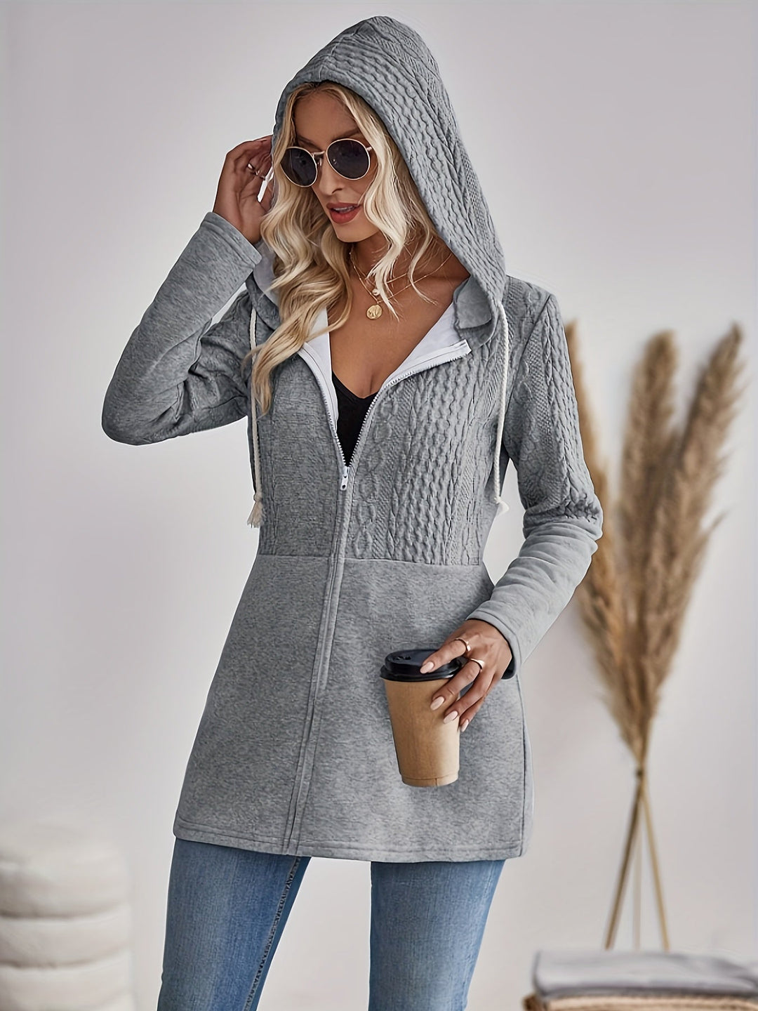 Drune | Texturierte Jacke mit Reißverschluss und Kapuze
