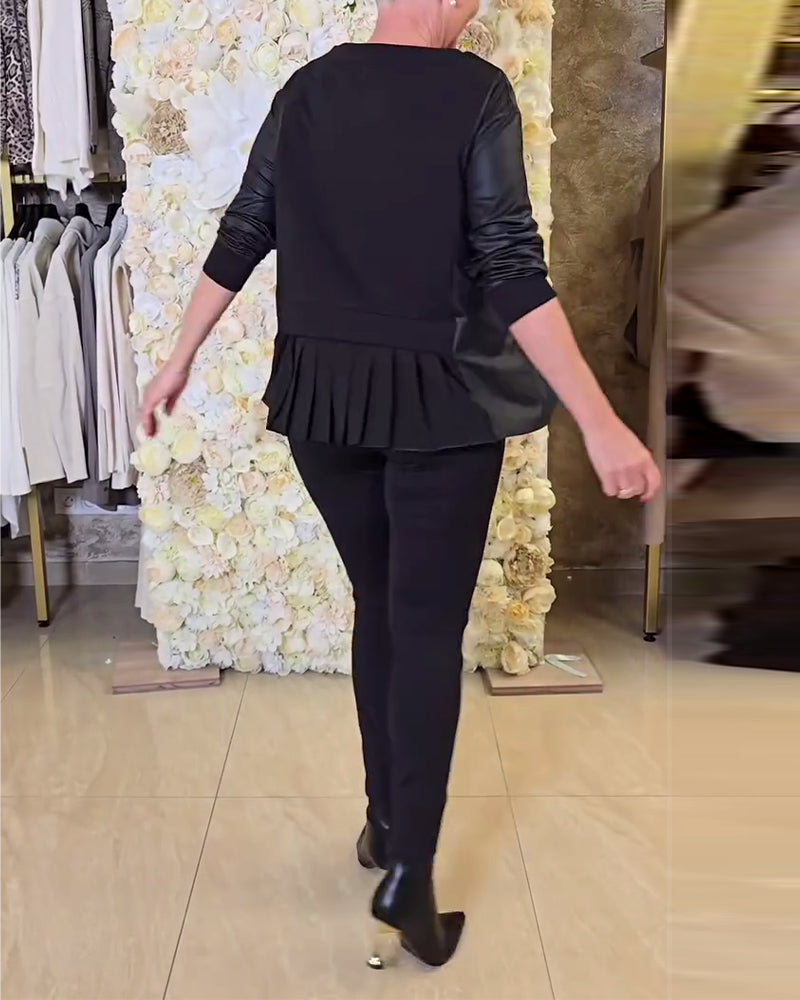 Drune | Langarm Sweatshirt mit Patchwork Details