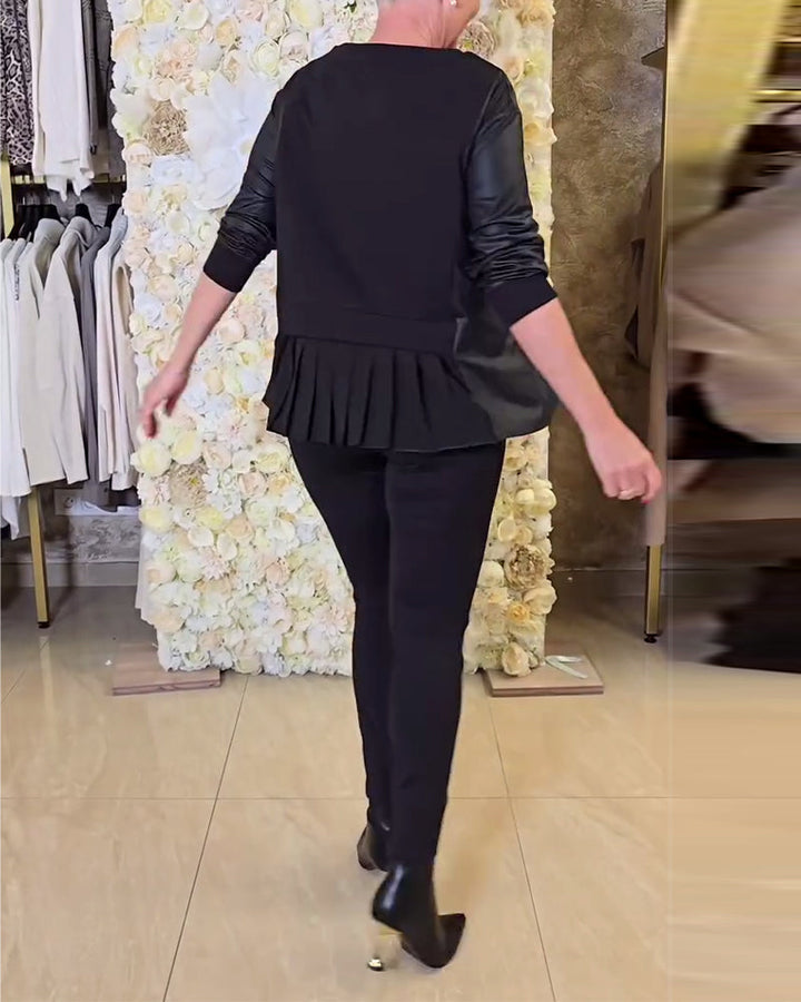Drune | Langarm Sweatshirt mit Patchwork Details