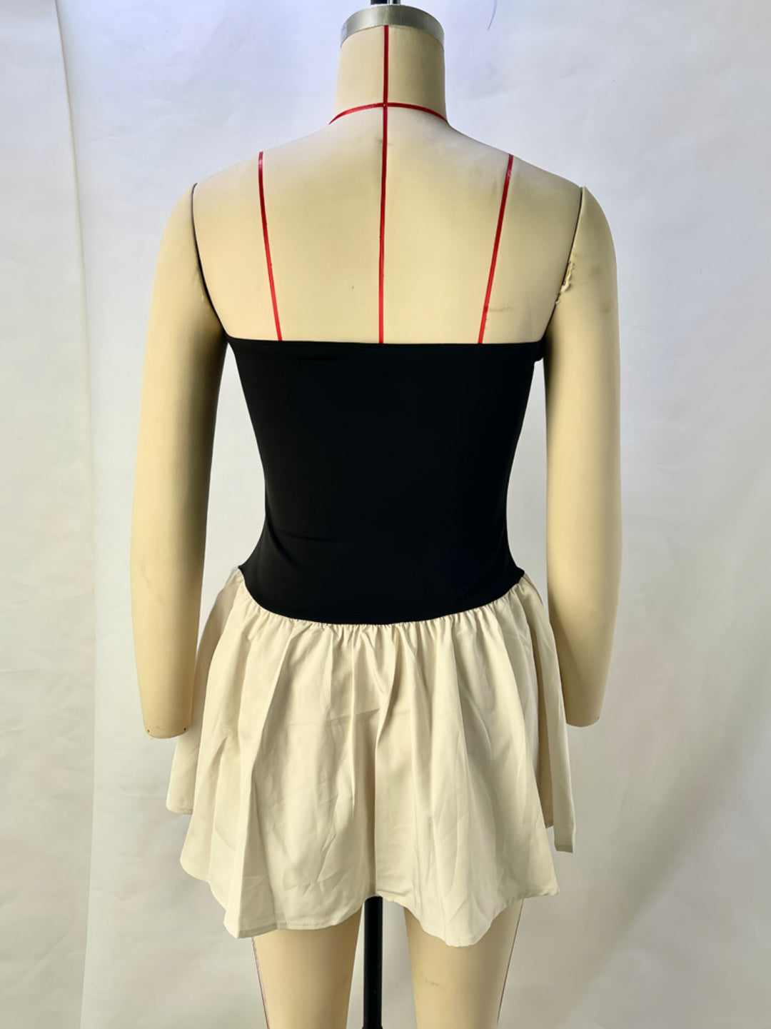 Drune | Ein-Wort-Kragen kontrastierende Farbe Spleißen plissiertes Kleid