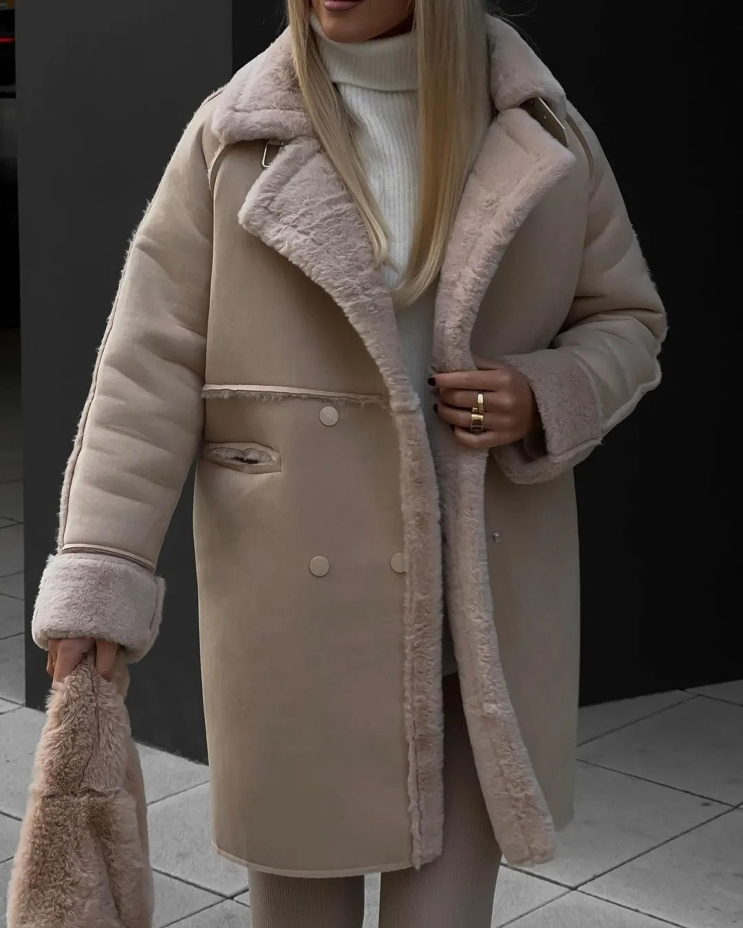 Drune | Kuscheliger Mantel mit Shearling Futter in Übergröße