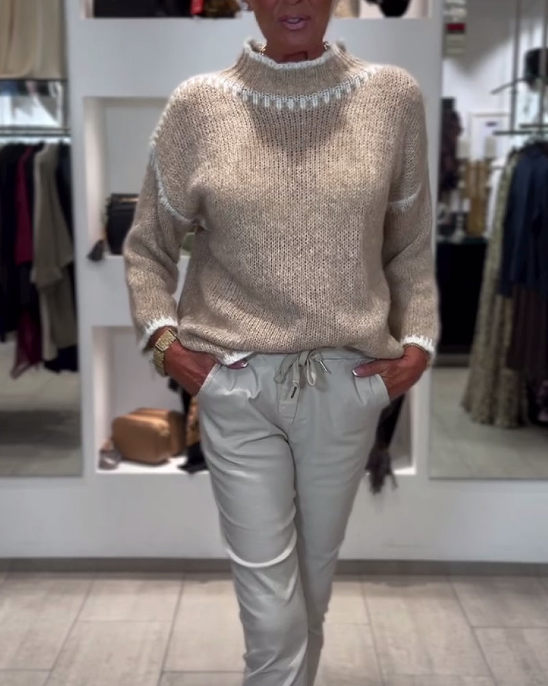 Drune | Pullover mit Hohem Kragen und Kontrastfarben