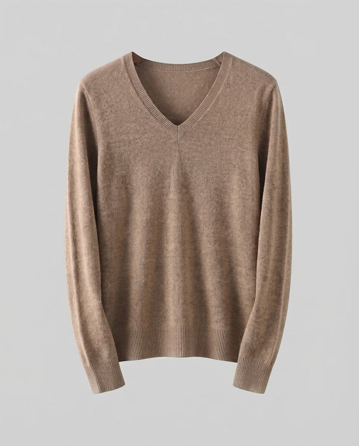 Damen Feinstrick V‑Ausschnittpullover in Kaschmir‑Optik mit schmaler Silhouette Drune