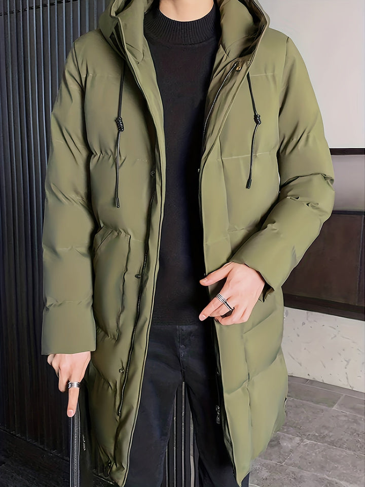 Drune |  Mittellange Kapuzen-Übermantel-Winterjacke Für Herren - Perfekt für Outdoor-Aktivitäten