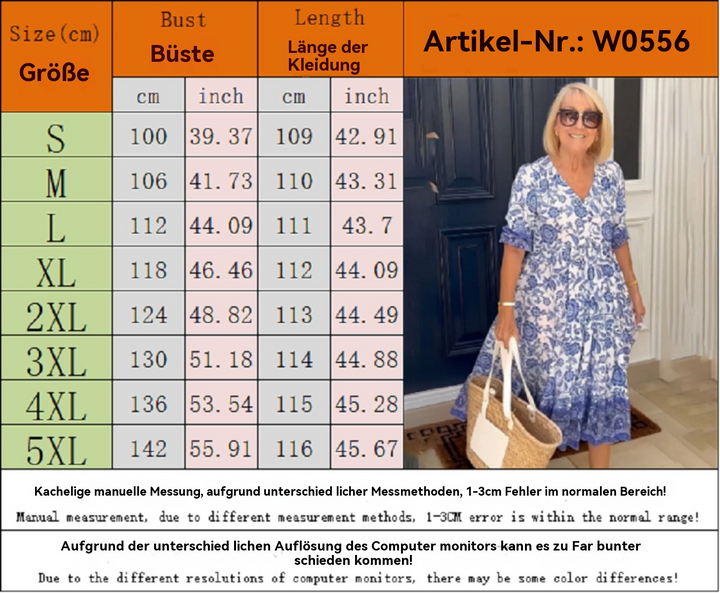 Drune | Kleid mit V-Ausschnitt und Print in Übergröße