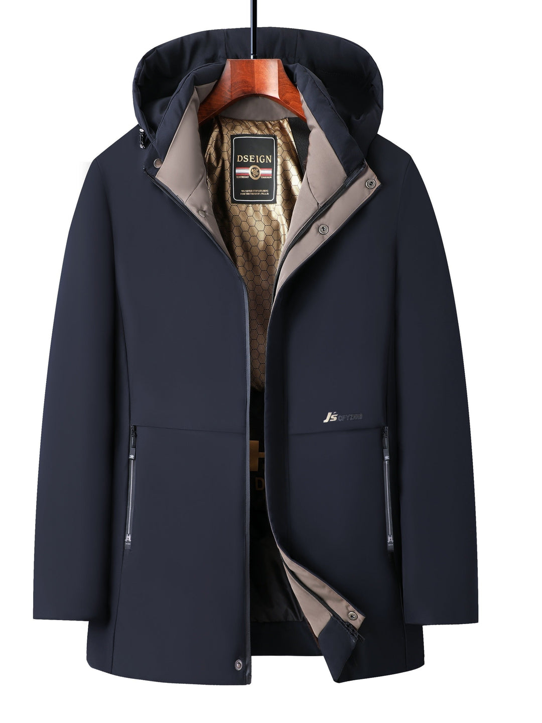 Drune | Herren Steppwintermantel mit Kapuze - Warme Jacke mit Reißverschluss und Taschen