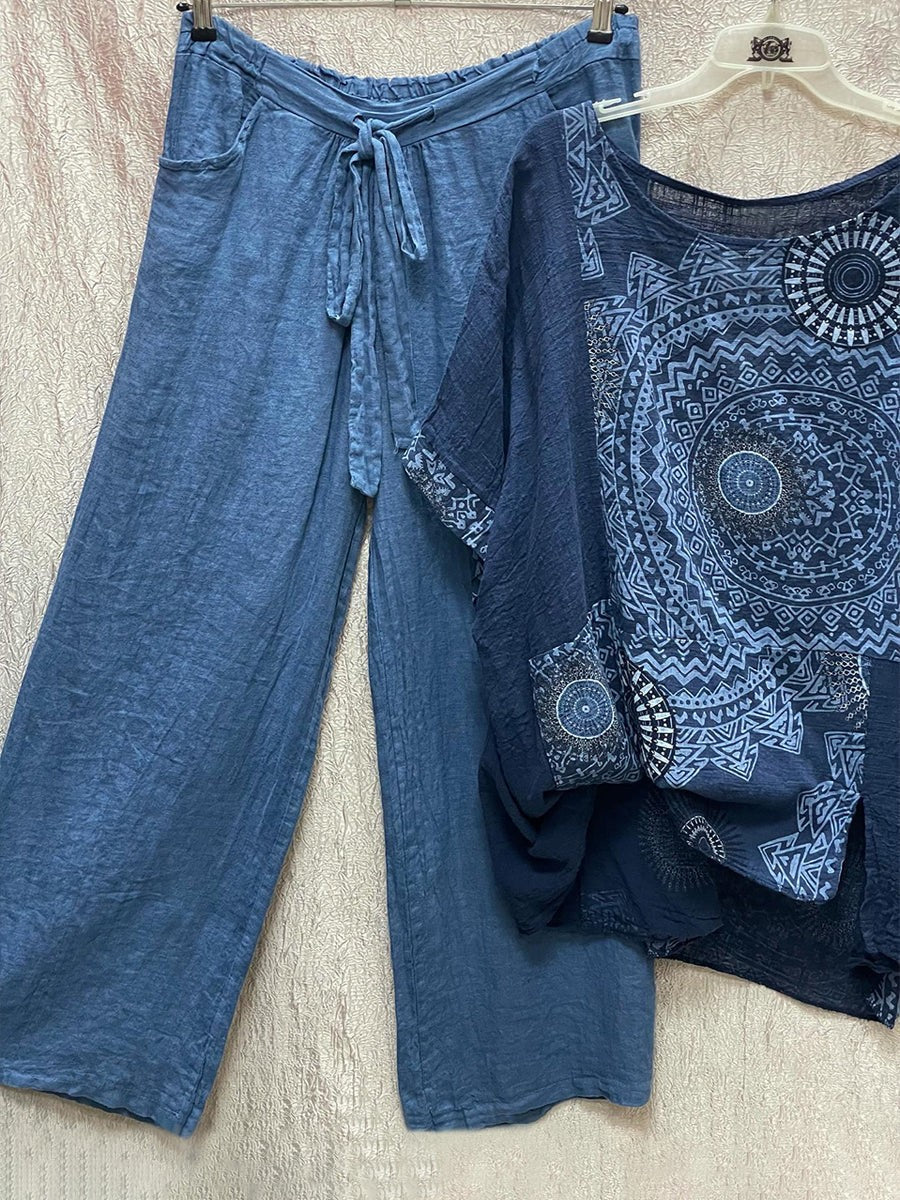 Drune | Zweiteiliges Set mit Losem Bohemian-Druck