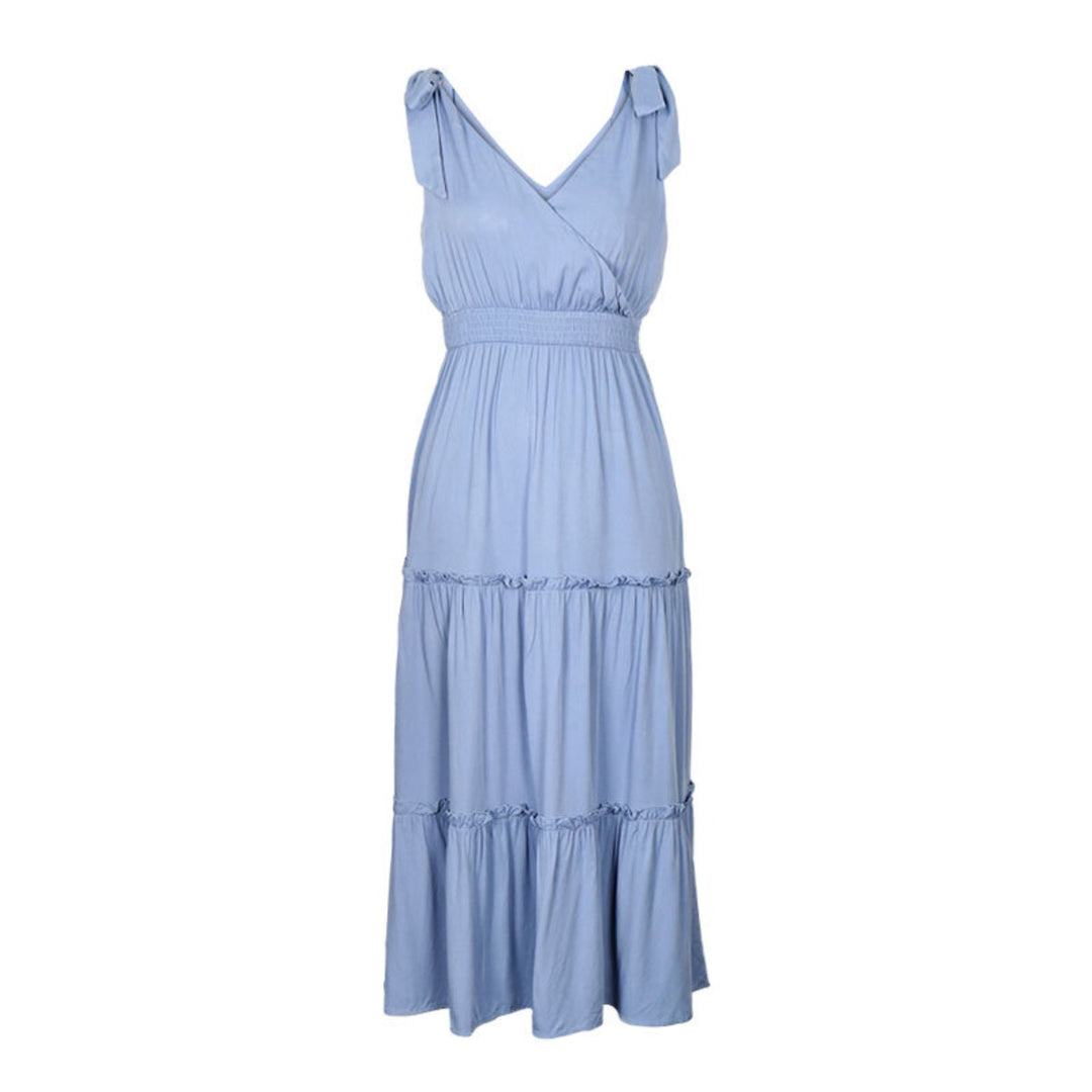 Drune | Solide Farbe Strumpfhalter Pilz Rand hohe Taille Kleid