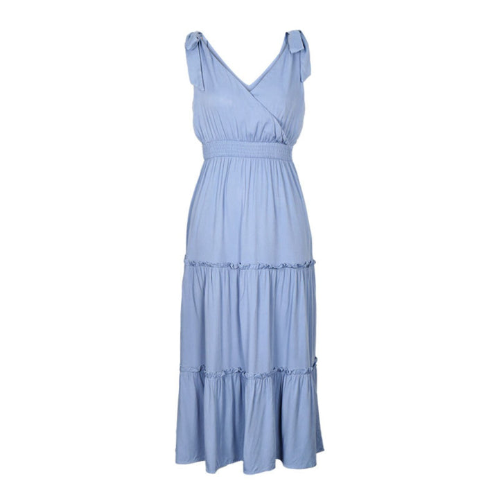 Drune | Solide Farbe Strumpfhalter Pilz Rand hohe Taille Kleid