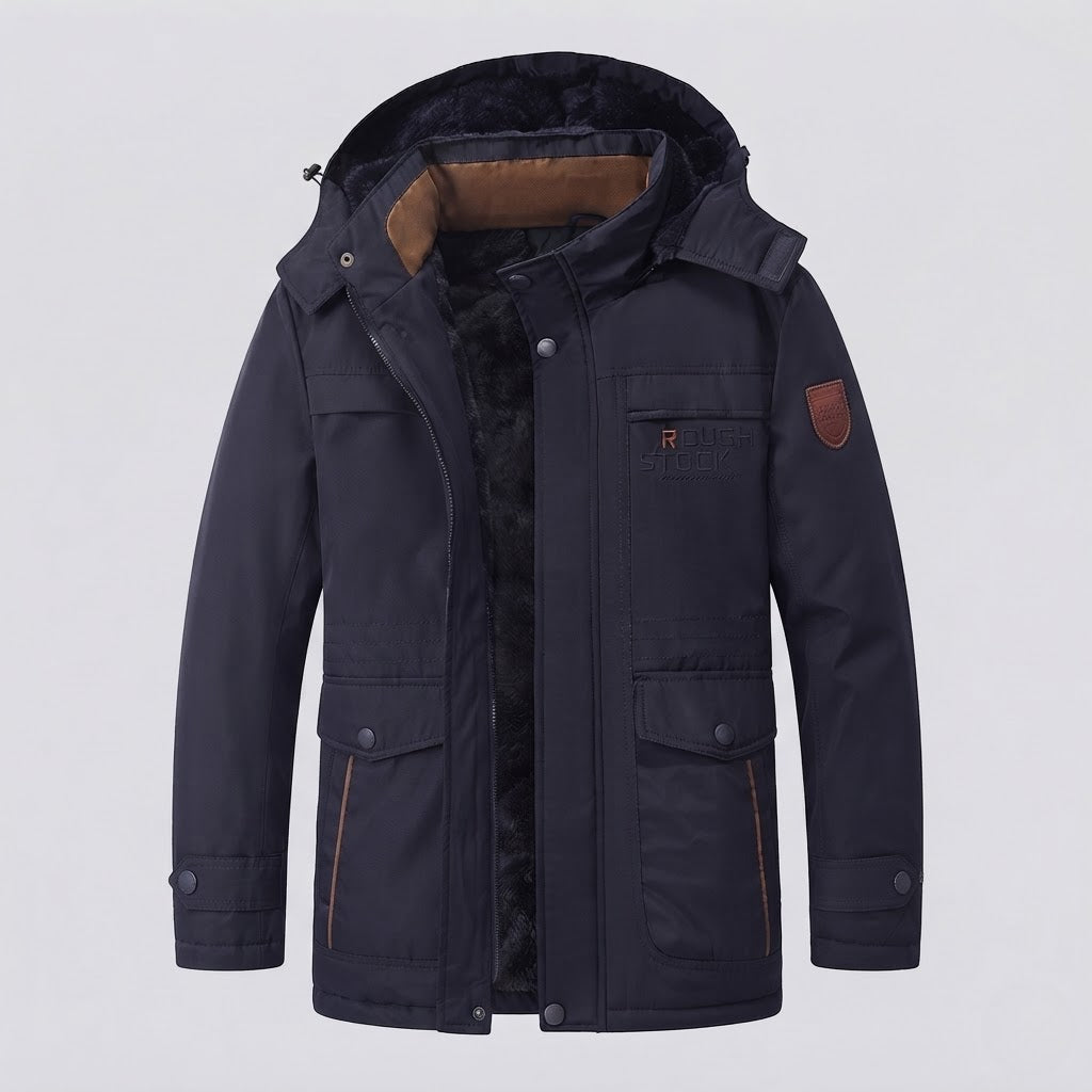 Herren Wetterfeste Outdoorjacke mit abnehmbarer Kapuze Drune
