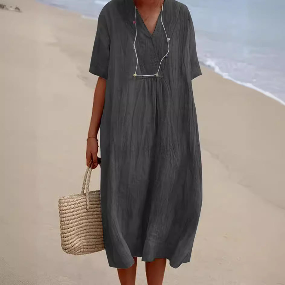 Drune | Sommerkleid Aus Baumwolle Und Leinen