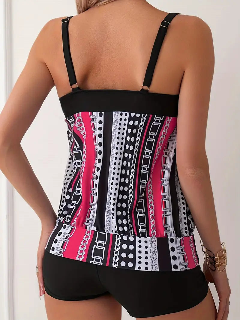 Drune | Gestreifter Tankini mit Druck