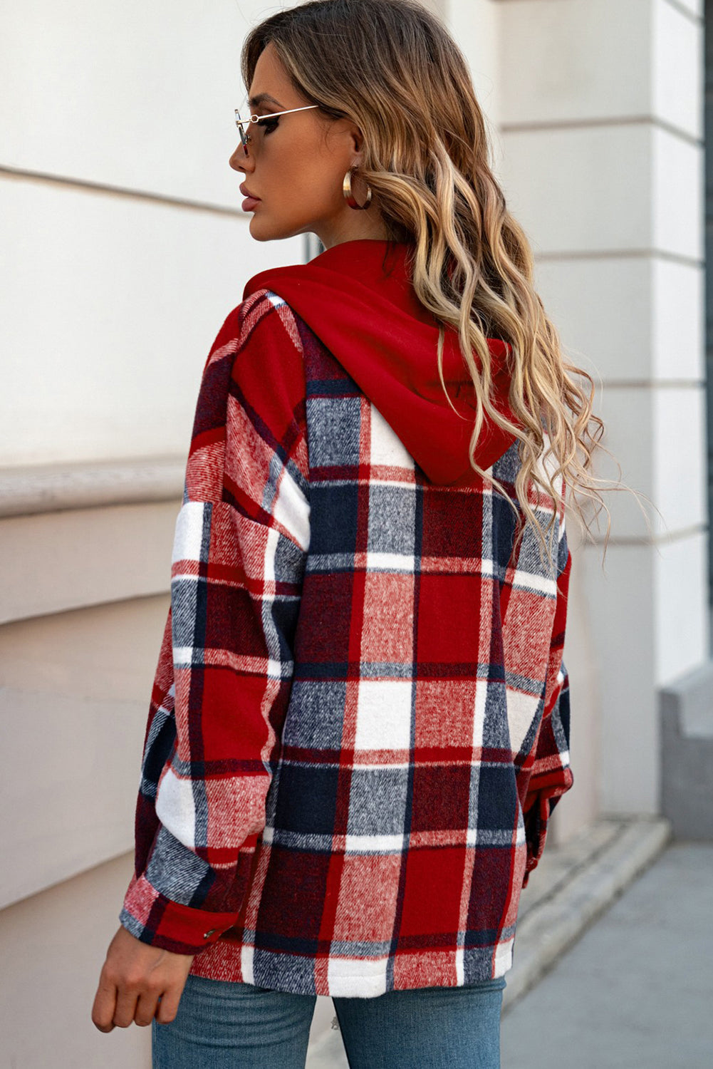 Drune | Gitterhemdenjacke mit Kapuze Polyester Lässig und Trendy