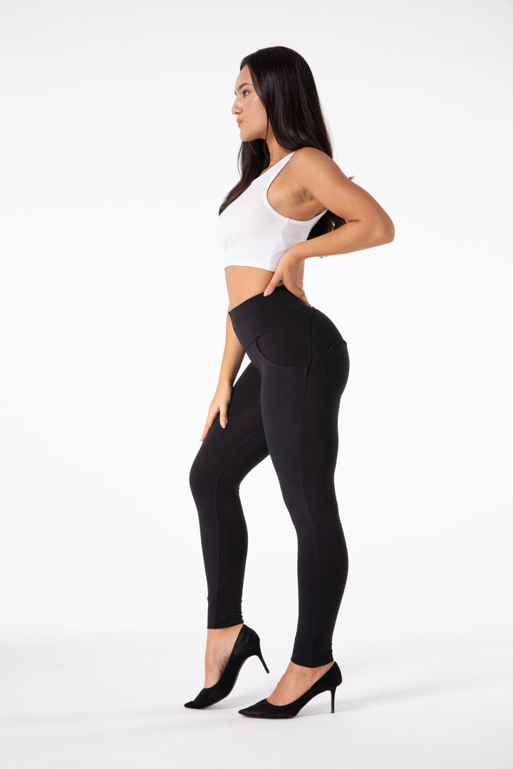 Drune | Stramme Schwarze Leggings mit Hohem Bund