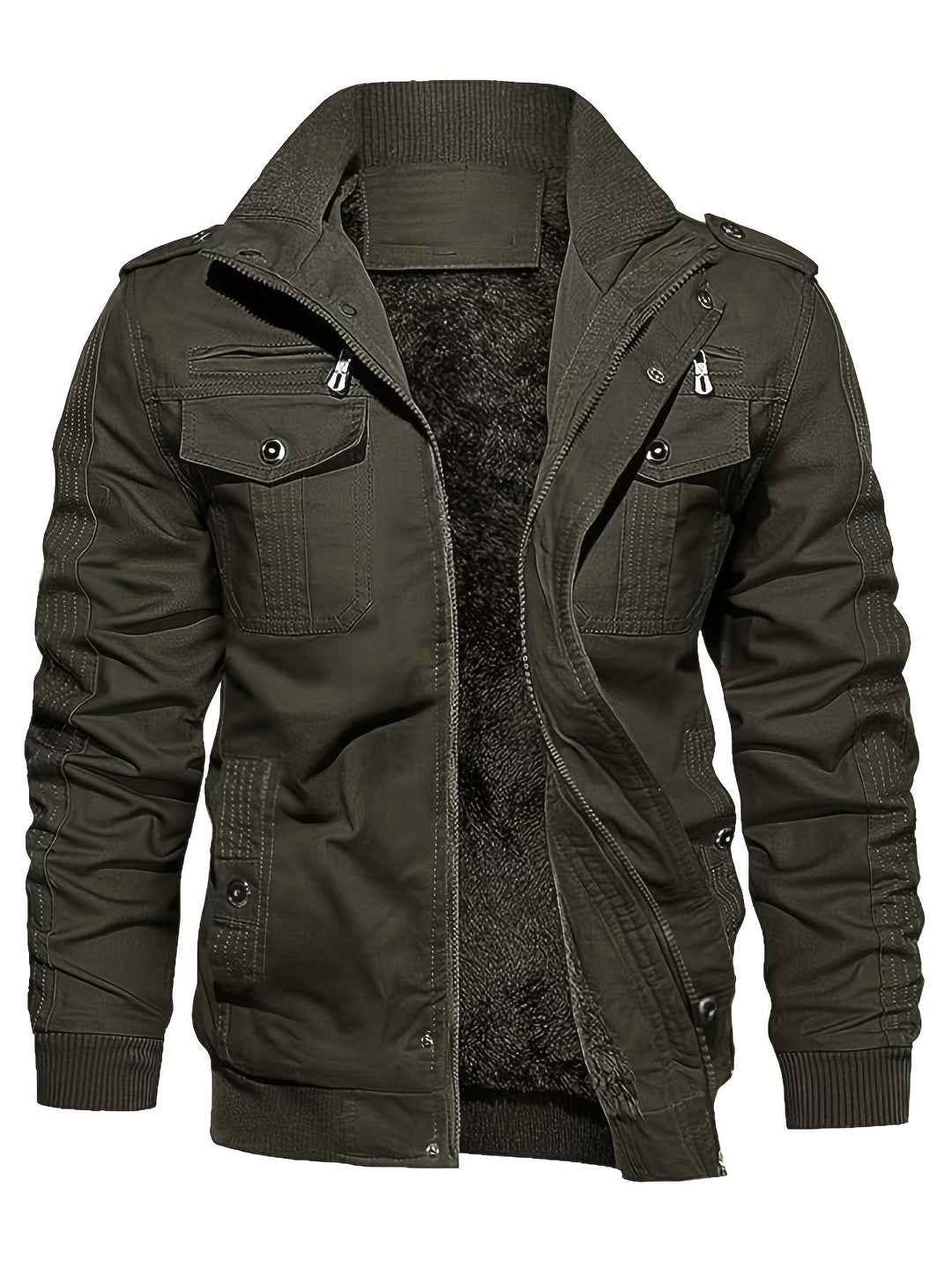 Drune | Casual Langarm mit Reißverschluss Retro Stehkragen Winterjacke für Männer - Perfekt für die Freizeit