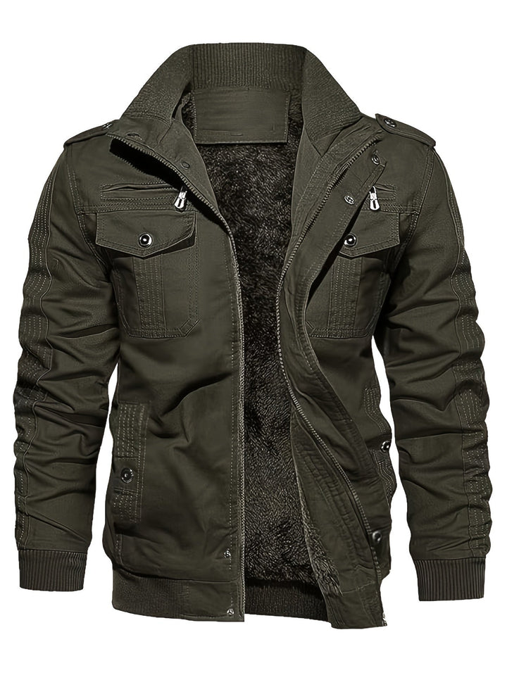 Drune | Casual Langarm mit Reißverschluss Retro Stehkragen Winterjacke für Männer - Perfekt für die Freizeit