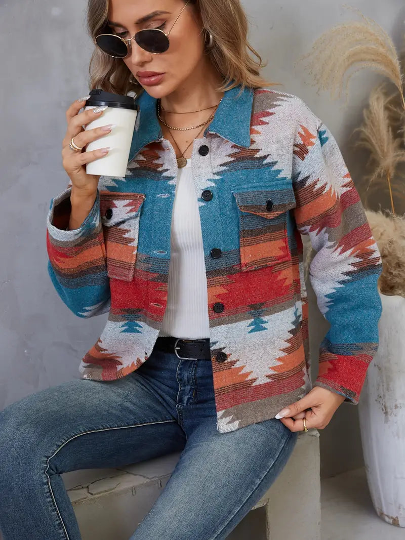 Drune | Aztekenmuster Geknotete Jacke
