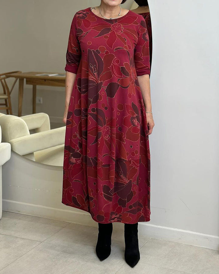 Drune | Kleid mit Blumendruck und Rundhalsausschnitt