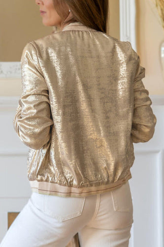 Drune | Khaki Metallic Reißverschluss Baseballjacke