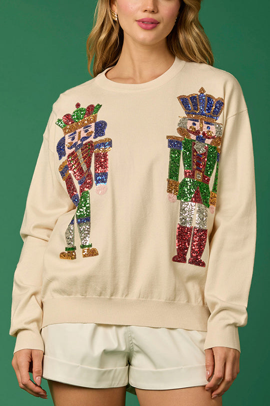 Drune | Weihnachtssoldat Pailletten Mode Lässiger Sweatshirt
