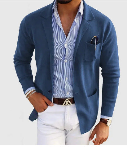 Drune | Herren Strickjacke Mit Lässigen Knöpfen, Taschen Und Reverskragen, Einfarbig, Langärmelig