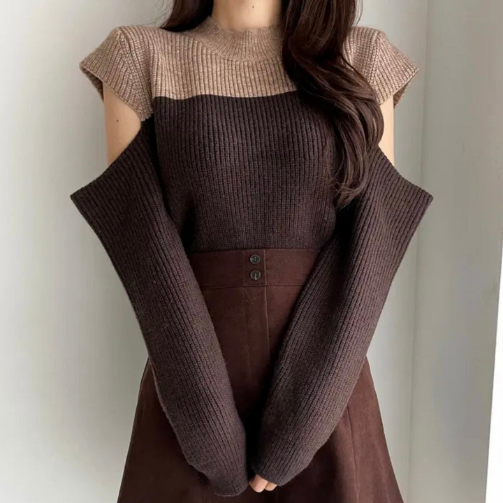 Drune | Two-tone knit sweater with cut-out sleeves