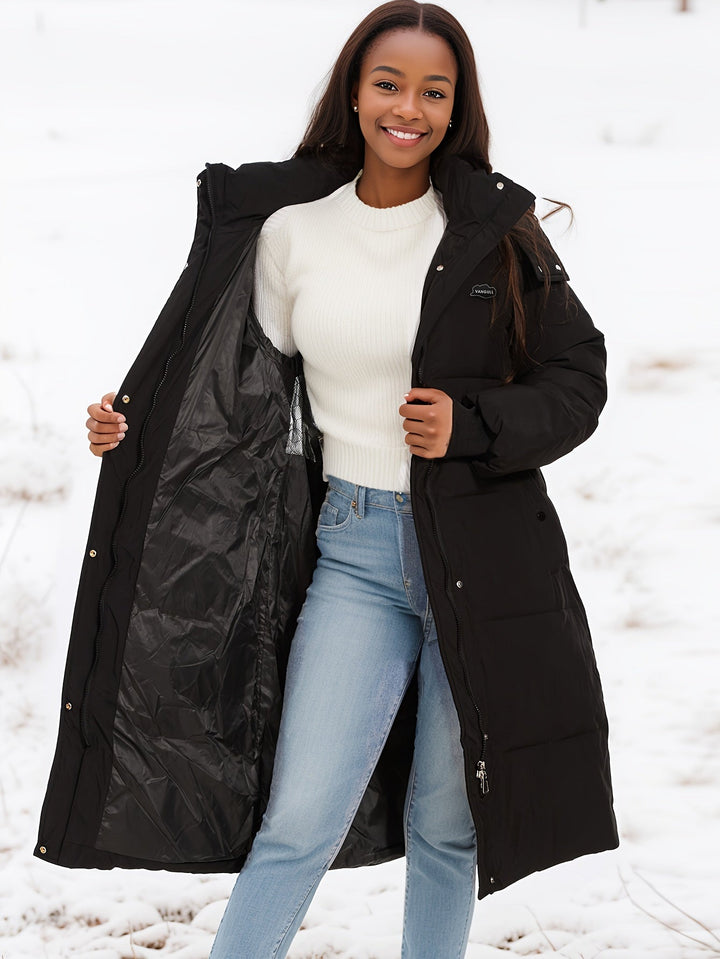 Drune | Stylischer schwarzer Parka Wintermantel mit Kapuze und Futter Ideal für Herbst/Winter