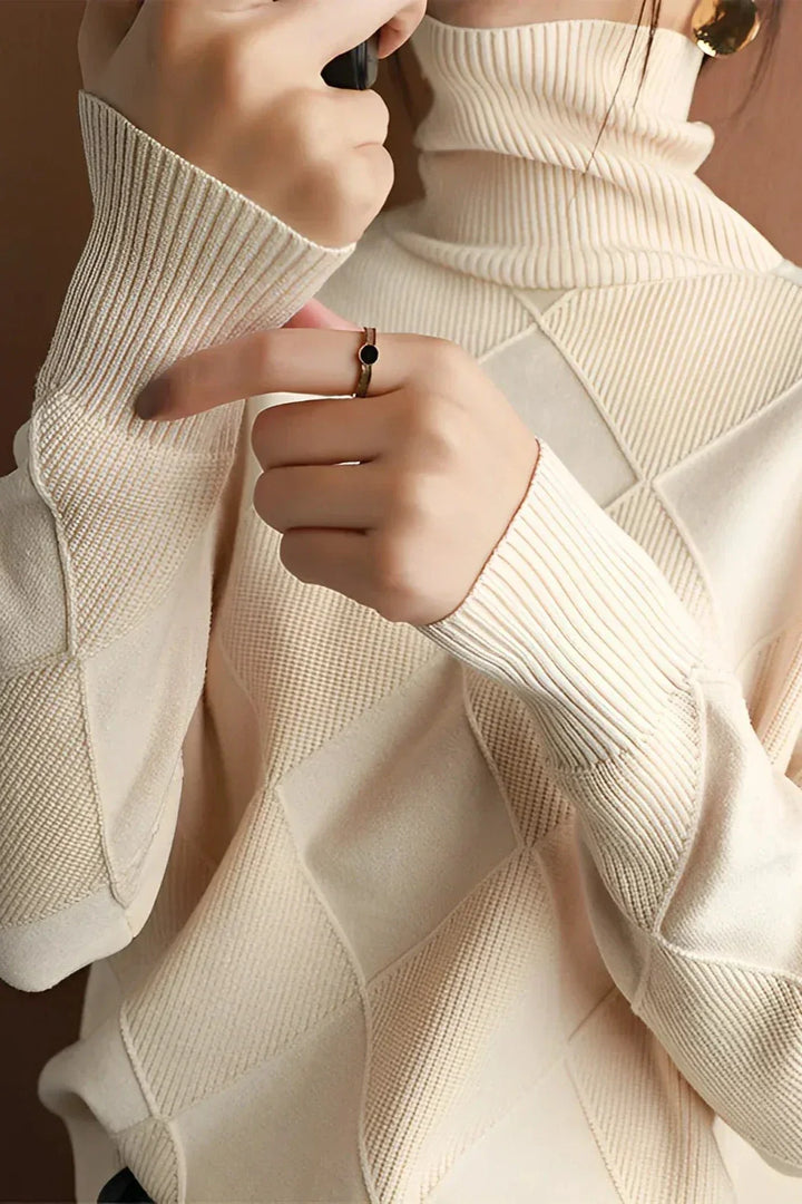 Drune | Pullover - Damen Diamant Strick Rollkragenpullover